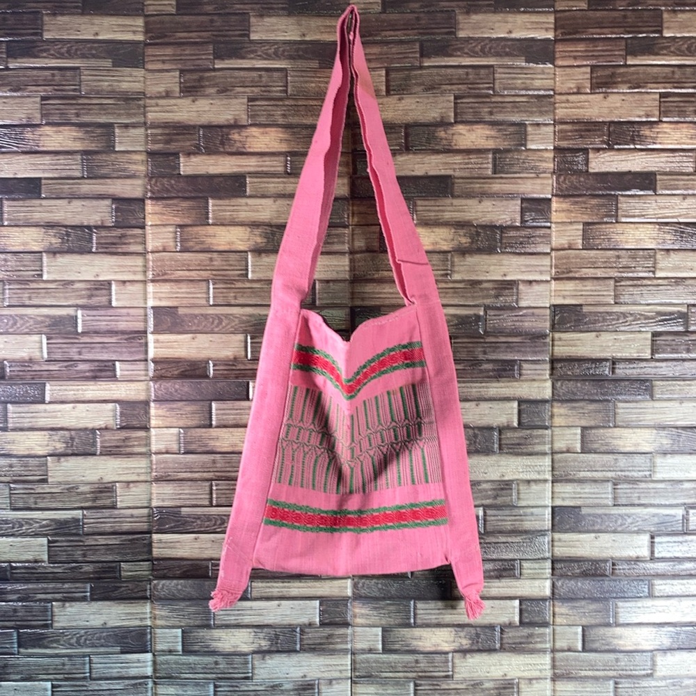 Vintage Pink Boho Handmade Over The Shoulder Bag w/Zipper